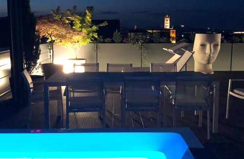 Alba Apartment | Exclusive penthouse in the historic center of Alba, panoramic terrace with garden and private pool and solarium.