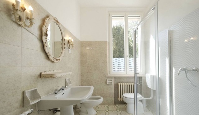 GuestHost - Stunning villa divided over three levels (ground, first and second), WITHOUT lift. There are internal stairs to access the upper floors.In 410 square meters of space it comfortably accommodates 12 people.Detached villa with a private garden s